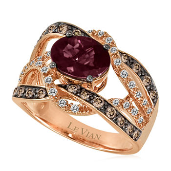 LIMITED QUANTITIES! Le Vian Grand Sample Sale™ Raspberry Rhodolite® and Chocolate & Vanilla Diamonds™ Ring in 14K Strawberry Gold®