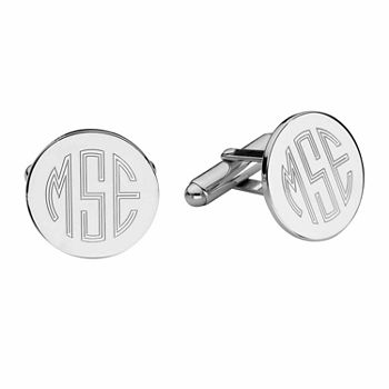 Personalized Sterling Silver Round Cuff Links