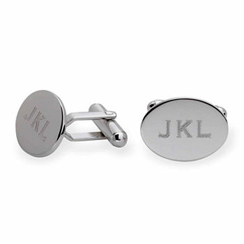 Personalized Sterling Silver Oval Cuff Links