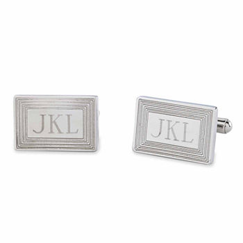 Stainless Steel Cuff Links w/ 3-Line Framed Border