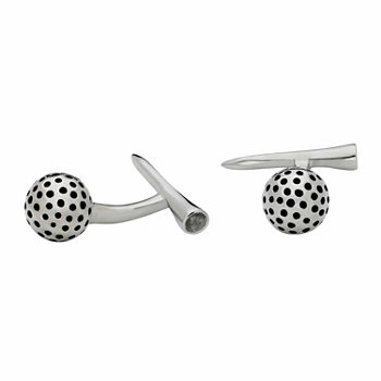 Stainless Steel Golf Ball and Tee Cuff Links