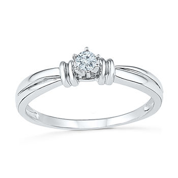 Promise My Love Womens 1/10 CT. T.W. Genuine White Diamond 10K Gold Promise Ring