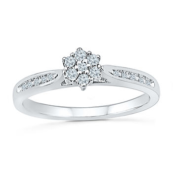 Promise My Love Womens 1/6 CT. T.W. Genuine White Diamond 10K Gold Promise Ring