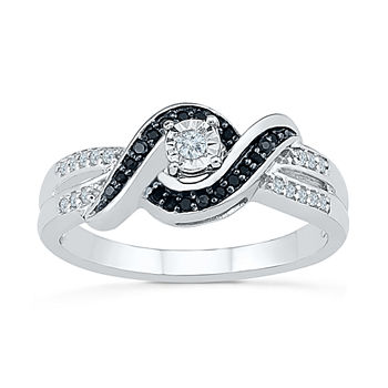 Promise My Love Womens 1/5 CT. T.W. Genuine Black Diamond Sterling Silver Promise Ring