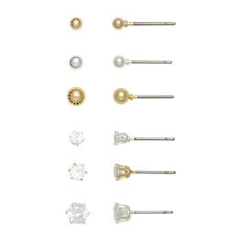 Mixit Silver & Gold Tone Stud 6 Pair Earring Set