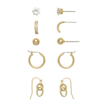Mixit Gold Tone Hoop & Stud 5 Pair Earring Set