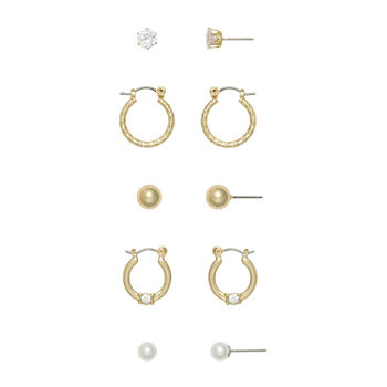 Mixit Gold Tone Hoops & Studs 6 Pair Earring Set