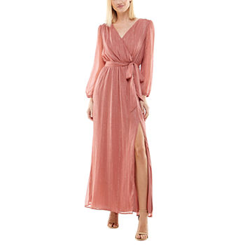 Premier Amour Long Sleeve Belted Maxi Dress