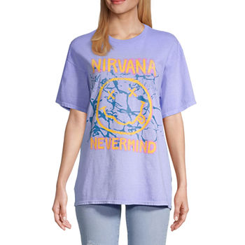 Nirvana Womens Juniors Oversized Graphic T-Shirt