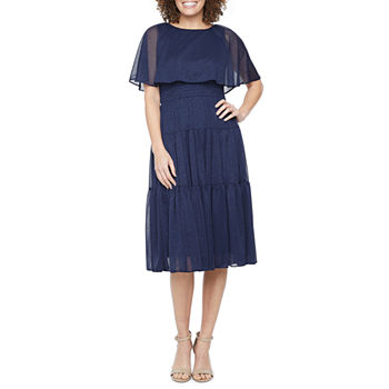 Danny & Nicole Short Sleeve Popover Fit + Flare Dress