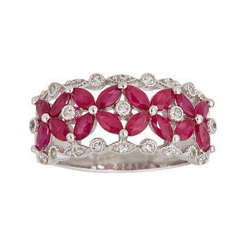 LIMITED QUANTITIES  Lead Glass-Filled Ruby and Genuine White Sapphire Ring