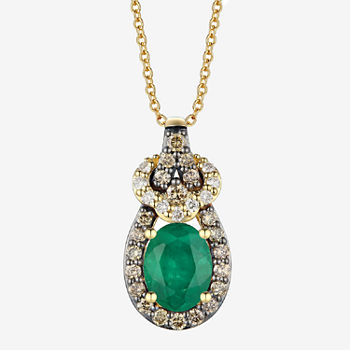 Le Vian Grand Sample Sale® Pendant featuring 1/2 cts. Emerald, 1/4 cts. Chocolate Diamonds® , 1/20 cts. Nude Diamonds™  set in 14K Honey Gold™