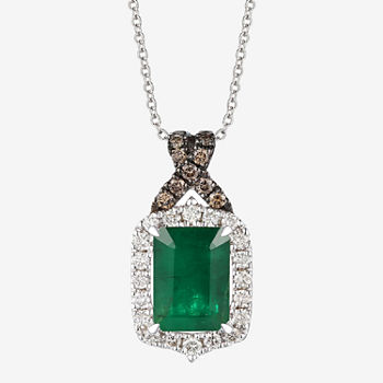 Le Vian Grand Sample Sale® Pendant featuring 1  1/2 cts. Emerald, 1/4 cts. Nude Diamonds™ , 1/10 cts. Chocolate Diamonds®  set in 14K Vanilla Gold®