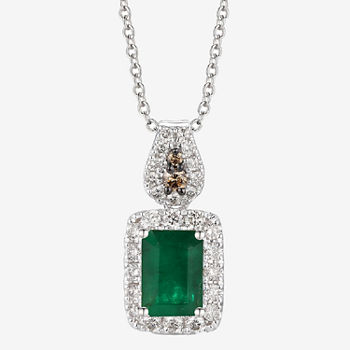 Le Vian Grand Sample Sale® Pendant featuring 3/4 cts. Emerald, 1/3 cts. Nude Diamonds™ , Chocolate Diamonds®  set in 14K Vanilla Gold®