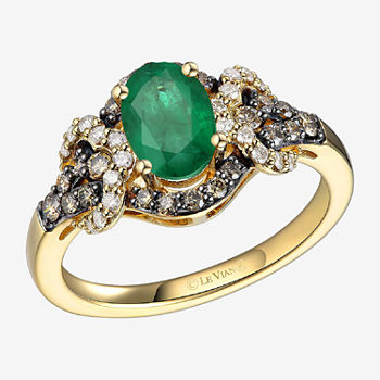 Le Vian Grand Sample Sale® Ring featuring 5/8 cts. Emerald, 1/3 cts. Chocolate Diamonds® , 1/8 cts. Nude Diamonds™  set in 14K Honey Gold™