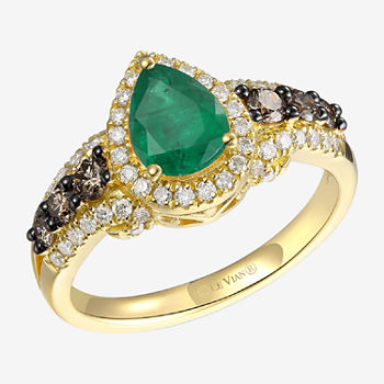 Le Vian Grand Sample Sale® Ring featuring 7/8 cts. Emerald, 1/3 cts. Chocolate Diamonds® , 3/8 cts. Nude Diamonds™  set in 14K Honey Gold™