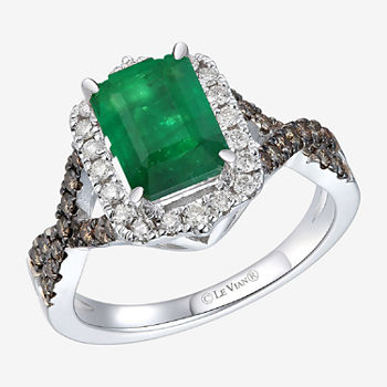 Le Vian Grand Sample Sale® Ring featuring 1  1/2 cts. Emerald, 1/4 cts. Nude Diamonds™ , 1/4 cts. Chocolate Diamonds®  set in 14K Vanilla Gold®