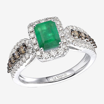 Le Vian Grand Sample Sale® Ring featuring 3/4 cts. Emerald, 1/4 cts. Chocolate Diamonds® , 1/2 cts. Nude Diamonds™  set in 14K Vanilla Gold®