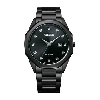 Citizen Corso Diamond Mens Diamond Accent Black Stainless Steel Bracelet Watch Bm7495-59g