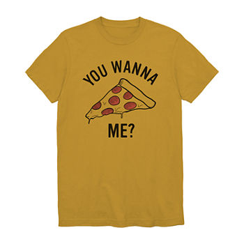 You Wanna Pizza Me? Mens Crew Neck Short Sleeve Regular Fit Graphic T-Shirt