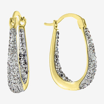 Sparkle Allure Crystal 24K Gold Over Brass Hoop Earrings
