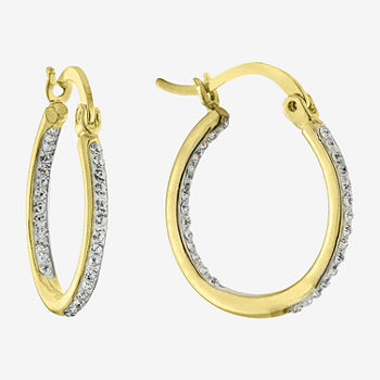 Sparkle Allure Crystal 24K Gold Over Brass Hoop Earrings