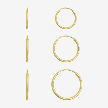 10mm, 12mm, 14mm Hoop 14K Gold 3 Pair Earring Set