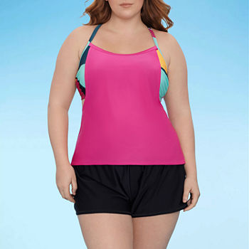 Xersion Geometric Tankini Swimsuit Top Plus