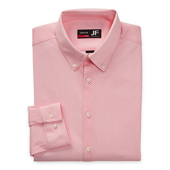 JF J.Ferrar Slim Mens Spread Collar Long Sleeve Easy Care Stretch Fabric Dress Shirt