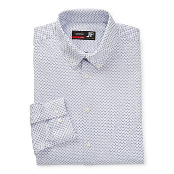 JF J.Ferrar Slim Mens Button Down Collar Long Sleeve Dress Shirt