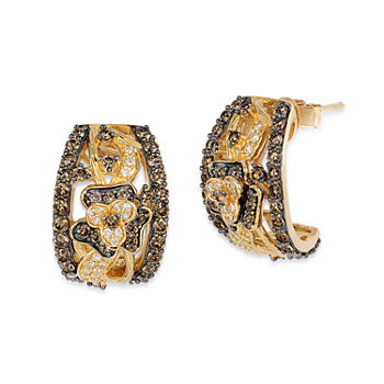 LIMITED QUANTITIES Le Vian Grand Sample Sale™ Chocolate Diamonds® & Vanilla Diamonds® Flower Earrings set in 14K Honey Gold™