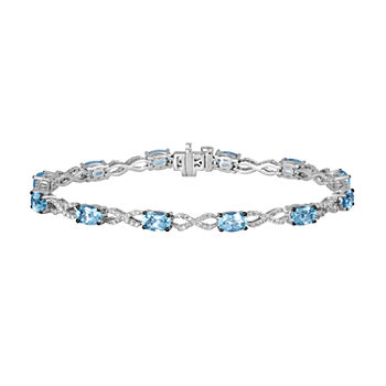 LIMITED QUANTITIES Le Vian Grand Sample Sale™ Sea Blue Aquamarine® & Vanilla Diamonds® Bracelet set in 14K Vanilla Gold®