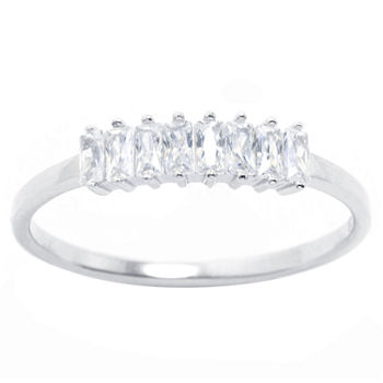 Silver Treasures Cubic Zirconia Sterling Silver Band Ring