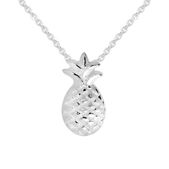 Itsy Bitsy Pineapple Sterling Silver 16 Inch Cable Pendant Necklace