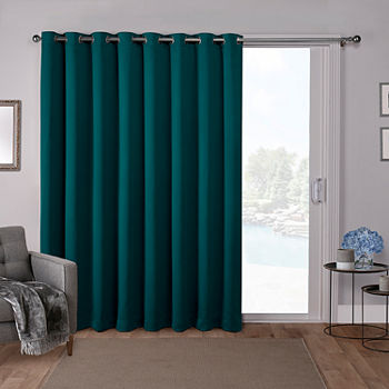Exclusive Home Curtains Sateen Patio Energy Saving Blackout Grommet Top Single Patio Door Curtain