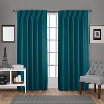 Exclusive Home Curtains Sateen Double Pinch Pleat Energy Saving Blackout Pinch Pleat Set of 2 Curtain Panel