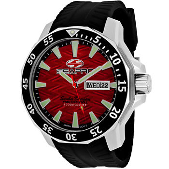 Sea-Pro Diver Limited Edition Mens Black Leather Strap Watch Sp8317