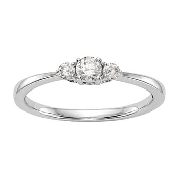 Promise My Love Womens 1/4 CT. T.W. Genuine White Diamond 14K White Gold Round Promise Ring