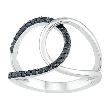 Womens 1/4 CT. T.W. Genuine Black Diamond Sterling Silver Cross Cocktail Ring