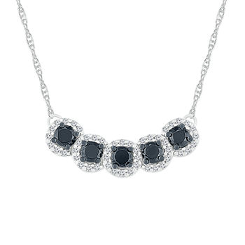 Womens 18 Inch 1/2 CT. T.W. Black Diamond Sterling Silver Link Necklace