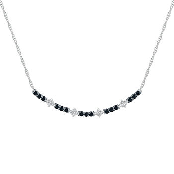 Womens 18 Inch 3/4 CT. T.W. Black Diamond Sterling Silver Link Necklace