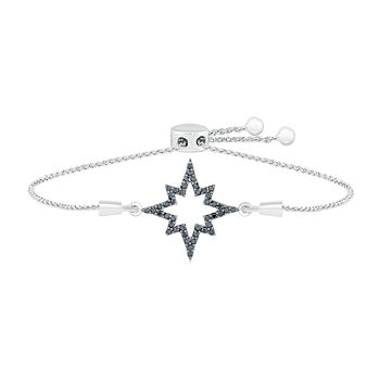 North Star 1/4 CT. T.W. Genuine Black Diamond Sterling Silver Star Bolo Bracelet
