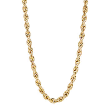10K Gold 24 Inch Hollow Rope Chain Necklace