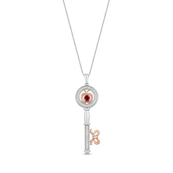 Enchanted Disney Fine Jewelry 1/5 CT. T.W. Diamond and Genuine Garnet Sterling Silver and Gold Over Silver Pendant Necklace