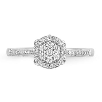Enchanted Disney Fine Jewelry 1/4 C.T. T.W. Diamond 10K White Gold "Cinderella" Carriage Ring