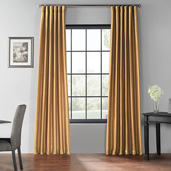 Exclusive Fabrics & Furnishing Vintage Textured Faux Dupioni Energy Saving Blackout Rod Pocket Single Curtain Panel