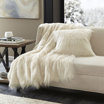 Madison Park Edina Luxury Faux Fur Square Throw Pillow