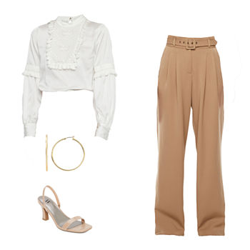 Easy Does It Ryegrass Woven Blouse, Wide-Leg Pants & Worthingon Heeled Sandals
