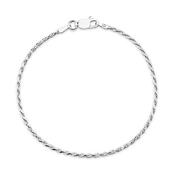 Made in Italy Sterling Silver 8 Inch Solid Rope Chain Bracelet