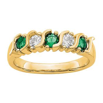 2.5MM 1/3 CT. T.W. Genuine Green Emerald 14K Gold Wedding Band
